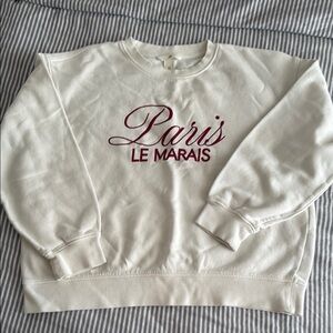 H&M White Crew Neck Sweater Soft Cotton Blend